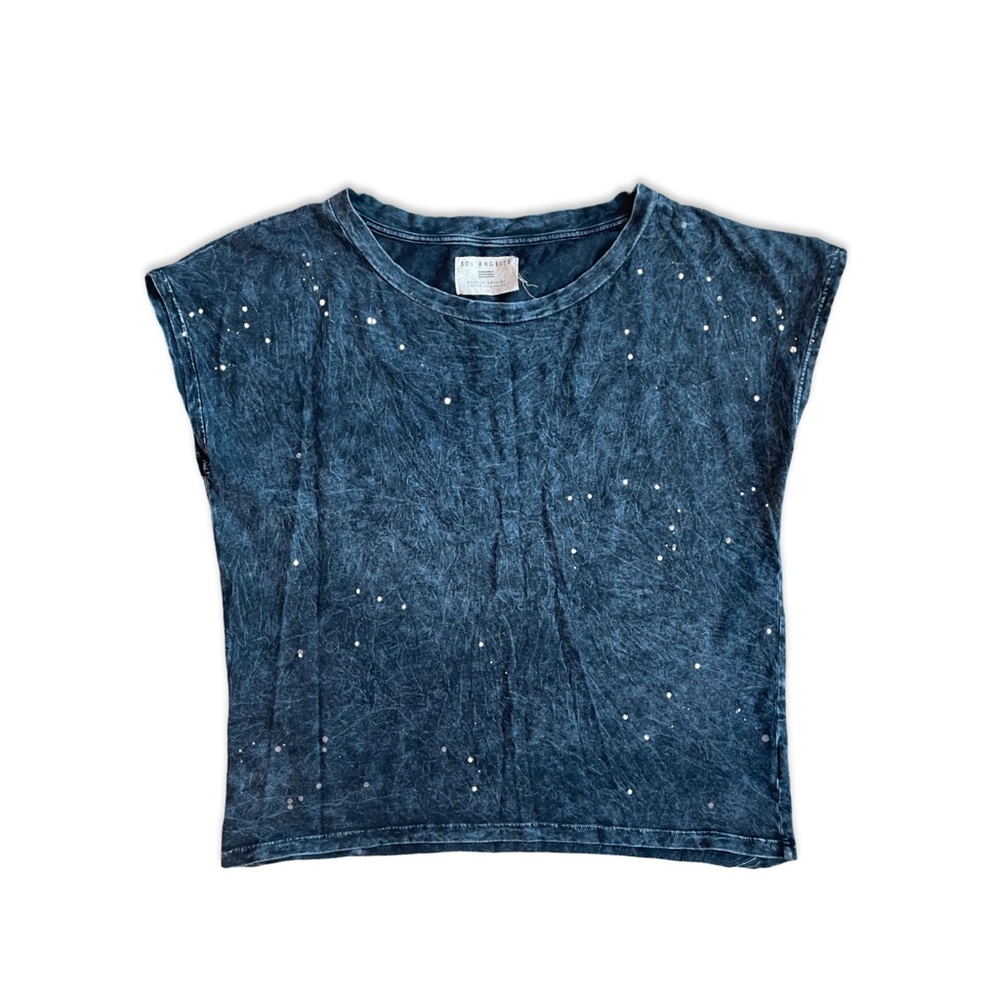Sol Angeles Acid Wash Paint Splatter T-Shirt Top S Small Blue